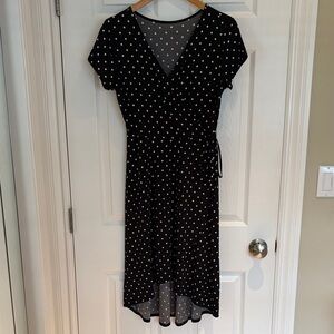 Black Polka Dot Wrap Dress